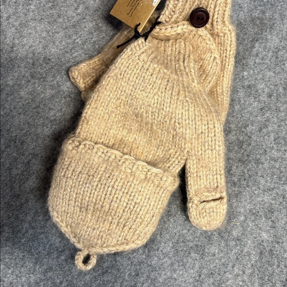 Andes Gifts Alpaca Cozy Knit mitten  Gloves - Cream marbled mitten gloves